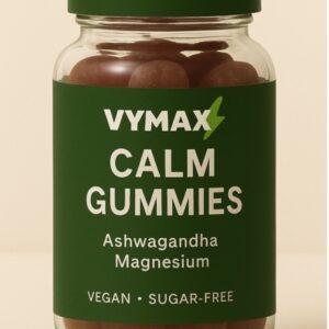 VYMAX productfoto van de calm gummies. 100% natuurlijke ingrediënten, geven rust en ondersteunen ontspanning